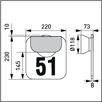 LED-numerovalaisin AVR51.11L IP65 1xLED 1W AC B