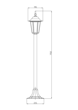 Pihapiirivalaisin KARTANO PKP-I-U E27 100W VA 225x1150mm