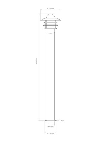 Pihapiirivalaisin KÄPYLÄ MINI P IP44 60W VA 221x1100mm